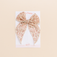 Cream Ella Floral Bow Clip