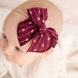 Maroon Dotted Jacquard Headband Bow