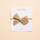 Gold Tinsel Knit Headband Bow