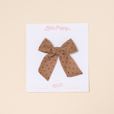 Taupe Chiffon Dot Bow Clip