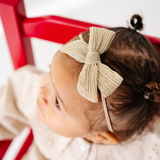 Gold Tinsel Knit Headband Bow