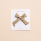 Gold Tinsel Knit Bow Clip