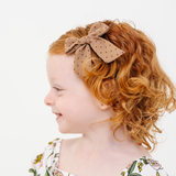 Taupe Chiffon Dot Bow Clip