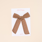 Taupe Chiffon Dot Bow Clip