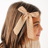 Taupe Chiffon Dot Bow Clip