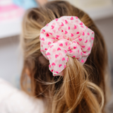 Magenta Flocked Hearts Midi Scrunchie