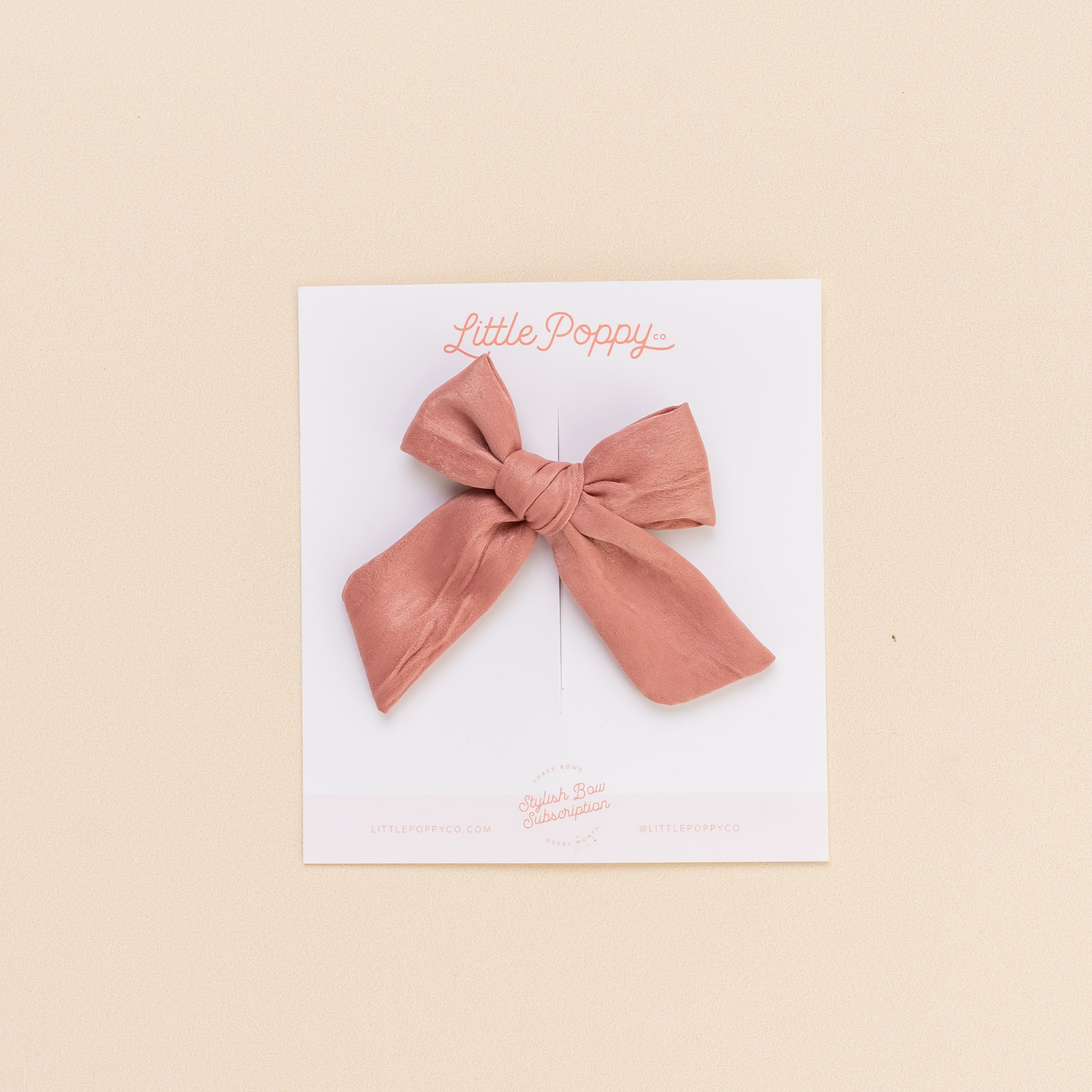 Blush Satin Crepe Bow Clip