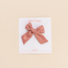 Blush Satin Crepe Bow Clip