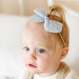 Pastel Blue Spring Dobby Headband Bow