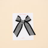 Black Houndstooth Ribbon Bow Clip