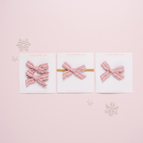 Pink and White Stripe Bow Clip