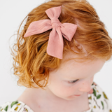 Blush Satin Crepe Bow Clip