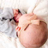 Blush Tinsel Knit Headband Bow