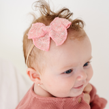 Pink Sequin Knit Headband Bow