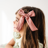 Blush Satin Crepe Bow Clip