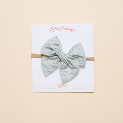 Pale Blue Calla Floral Headband Bow