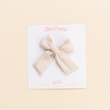 Dove Satin Crepe Bow Clip