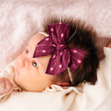 Maroon Dotted Jacquard Headband Bow