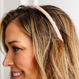 Beige Dotted Jacquard 1cm Headband