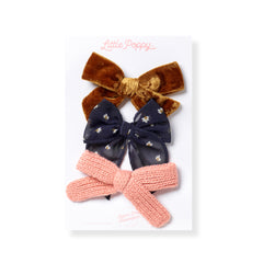 The Holly Bow Clip Set