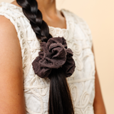 Brown Dotted Jacquard Midi Scrunchie