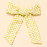 Chartreuse Diamond Check Bow Clip