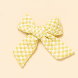 Chartreuse Diamond Check Bow Clip