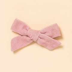 Rose Pink Corduroy Bow Clip