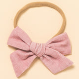 Rose Pink Corduroy Headband Bow