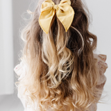 Mustard Summer Poplin Bow Clip