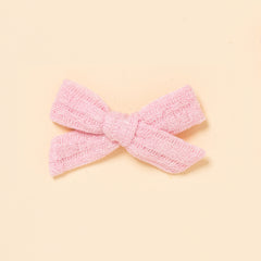 Bubblegum Dainty Knit Bow Clip