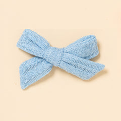 Light Blue Dainty Knit Bow Clip