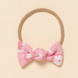Pink Daisy Jacquard Knit Headband Bow