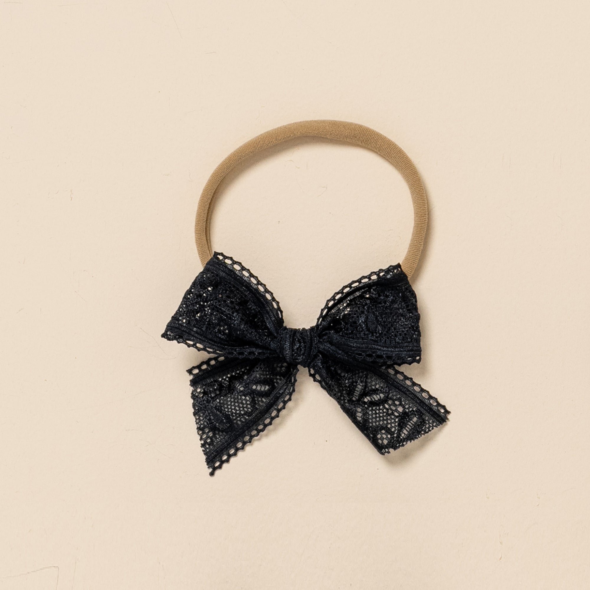 Black Embroidered Lace Headband Bow