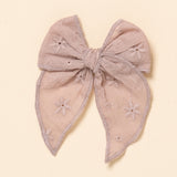 Dusty Mauve Spring Eyelet Bow Clip