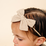 Flax Dotted Jacquard Headband Bow