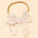 Ivory Glittery Hearts Headband Bow