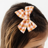 Pink and Gold Gingham Bow Clip