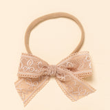 Wheat Embroidered Lace Headband Bow