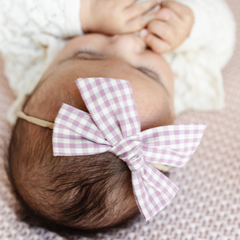 Orchid Mini Gingham Headband Bow