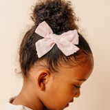 Pale Pink Dotted Jacquard Bow Clip