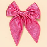 Pink Metallic Leather Bow Clip