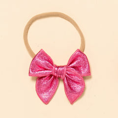 Pink Metallic Leather Headband Bow