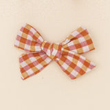 Pink and Gold Gingham Bow Clip