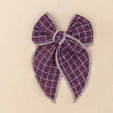 Plum Grid Bow Clip