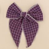 Plum Grid Bow Clip