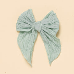 Sea Glass Ruched Bow Clip
