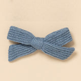 Slate Blue Spring Knit Bow Clip