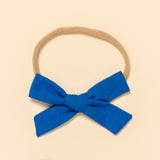 Sapphire Blue Summer Poplin Headband Bow
