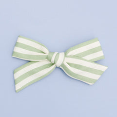 Pistachio Summer Stripe Bow Clip